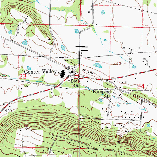 Topographic Map of Center Valley Methodist Church, AR