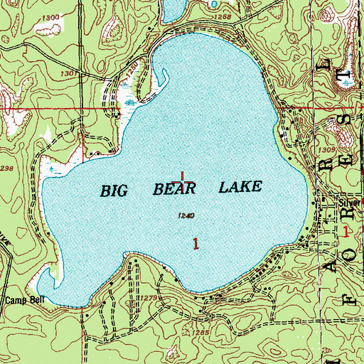 Topographic Map of Big Bear Lake, MI