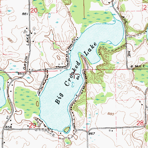 Topographic Map of Big Crooked Lake, MI