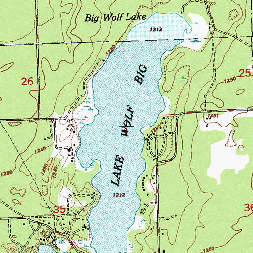 Topographic Map of Lake Big Wolf, MI