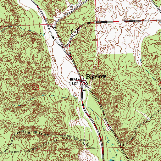 Topographic Map of Bigelow, MI