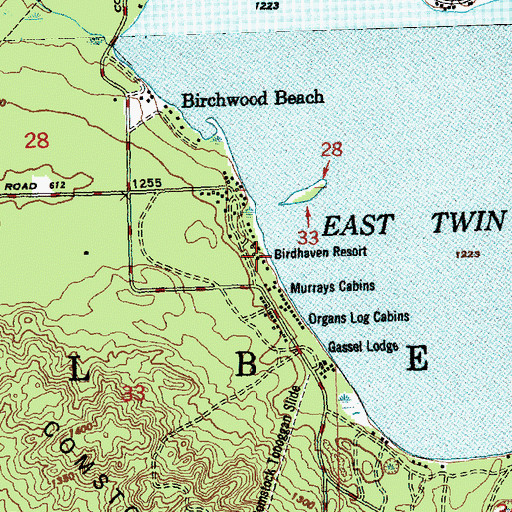 Topographic Map of Birdhaven Resort, MI