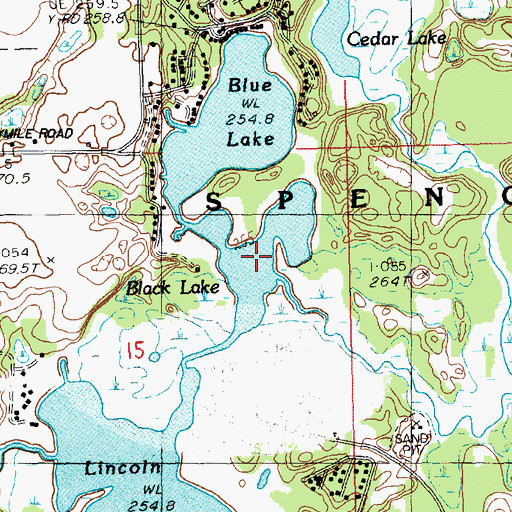 Topographic Map of Black Lake, MI