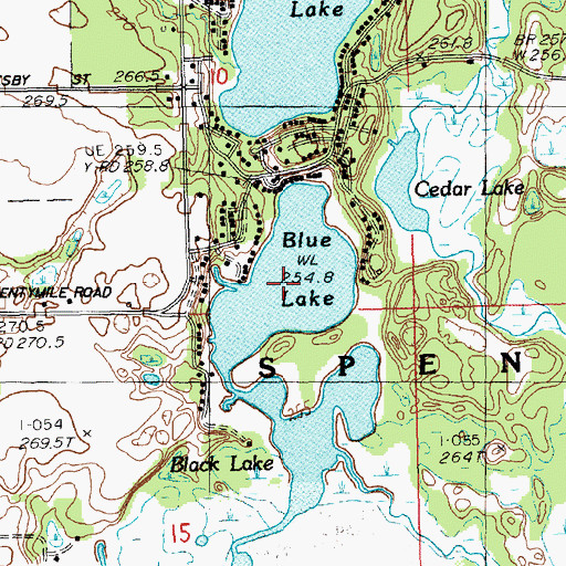 Topographic Map of Blue Lake, MI