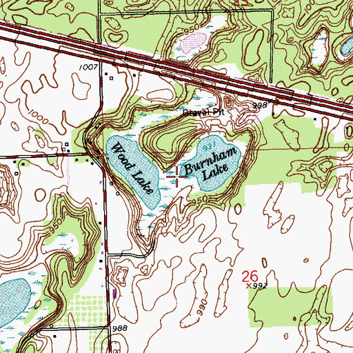 Topographic Map of Burnham Lake, MI