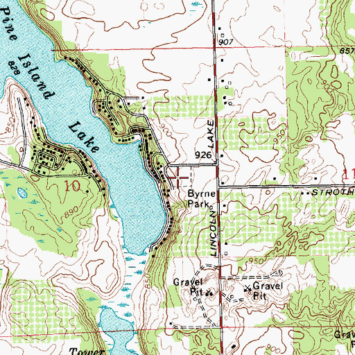 Topographic Map of Byrne Park, MI