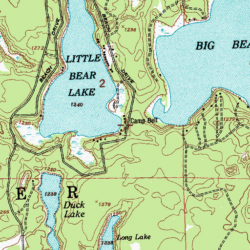 Topographic Map of Camp Bell, MI