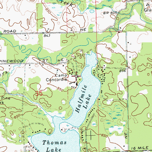 Topographic Map of Camp Concordia, MI
