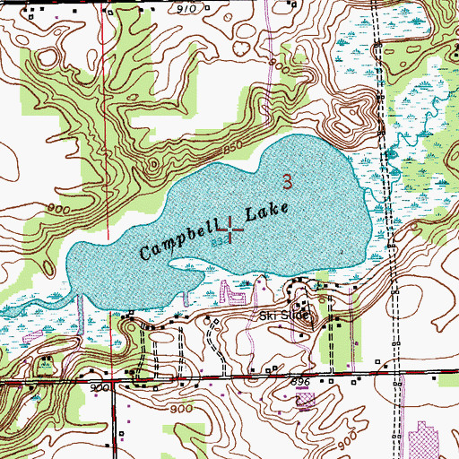 Topographic Map of Campbell Lake, MI