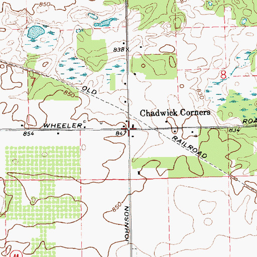 Topographic Map of Chadwick Corners, MI