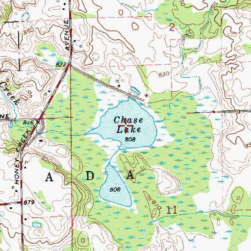 Topographic Map of Chase Lake, MI