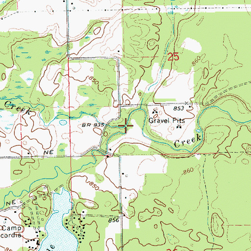 Topographic Map of Clear Creek, MI