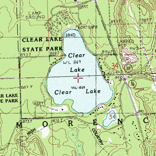 Topographic Map of Clear Lake, MI
