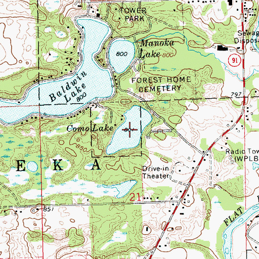 Topographic Map of Como Lake, MI