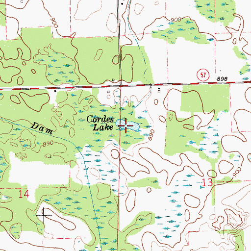 Topographic Map of Cordes Lake, MI