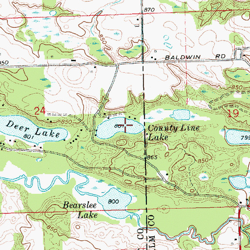 Topographic Map of County Line Lake, MI