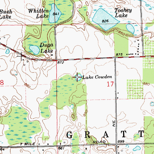 Topographic Map of Lake Cowden, MI