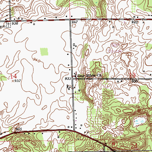 Topographic Map of Day Bible Church, MI