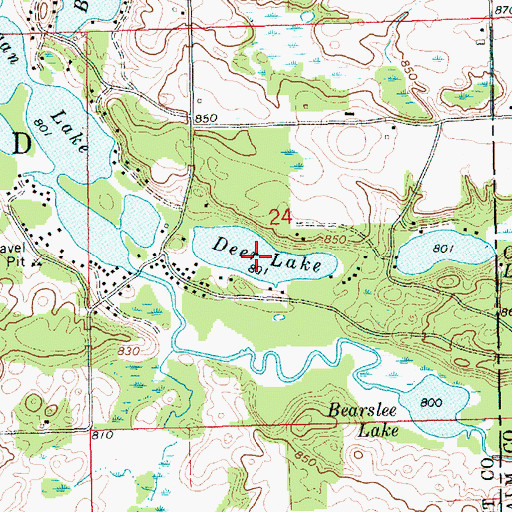 Topographic Map of Deer Lake, MI