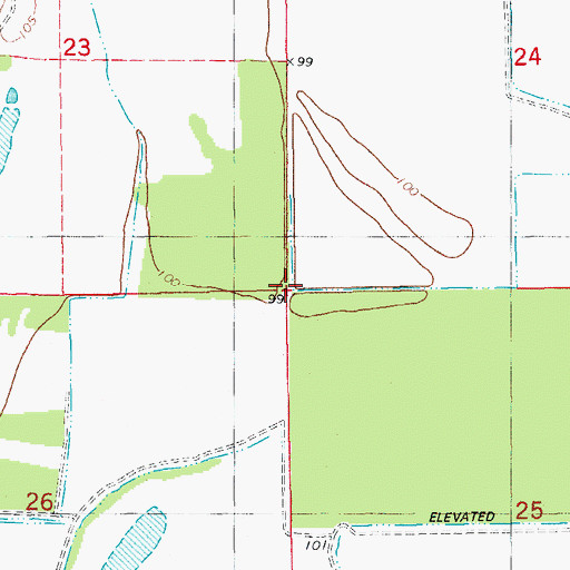 Topographic Map of Boeuf River Swamp (historical), AR