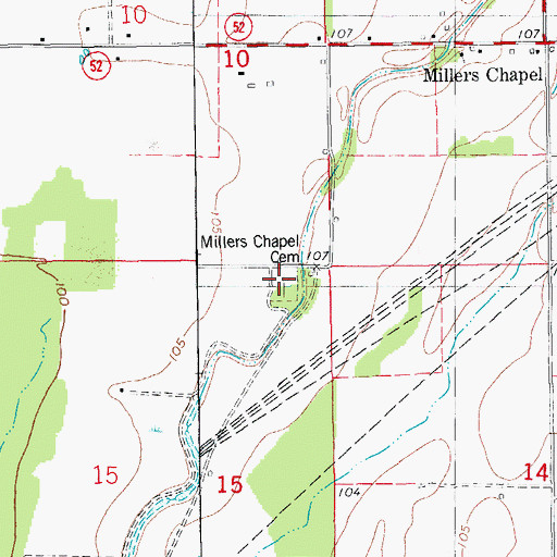 Topographic Map of Millers Chapel Cemetery, AR