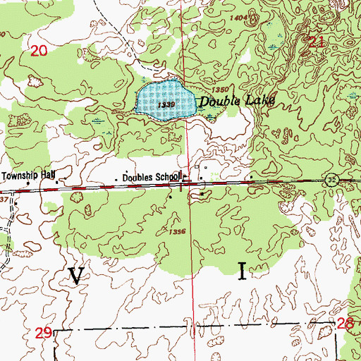 Topographic Map of Doubles School, MI