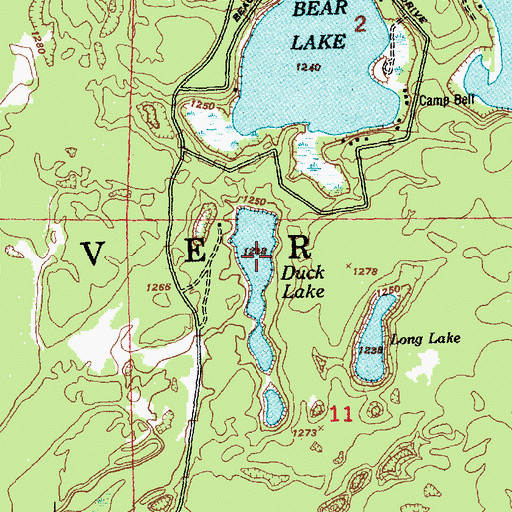 Topographic Map of Duck Lake, MI