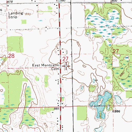 Topographic Map of East Montcalm Cemetery, MI