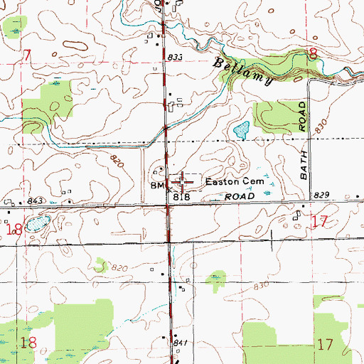 Topographic Map of Easton Cemetery, MI