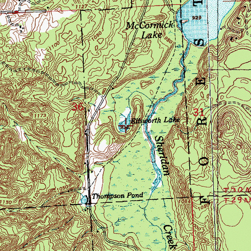 Topographic Map of Ellsworth Lake, MI