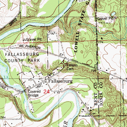 Topographic Map of Fallass Cemetery, MI
