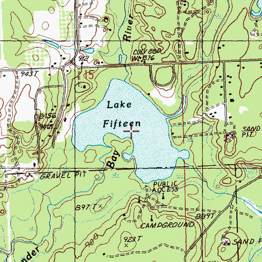 Topographic Map of Lake Fifteen, MI