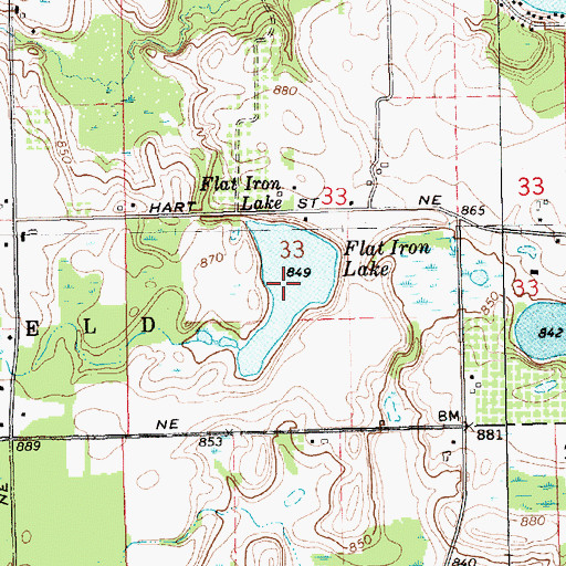 Topographic Map of Flat Iron Lake, MI
