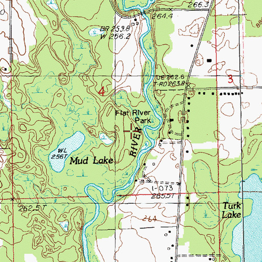 Topographic Map of Flat River Park, MI