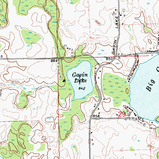 Topographic Map of Gavin Lake, MI