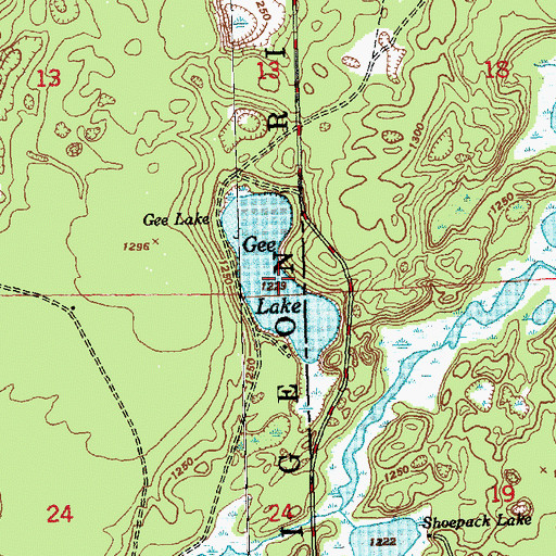 Topographic Map of Gee Lake, MI