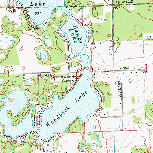 Topographic Map of Greenwood Camp, MI