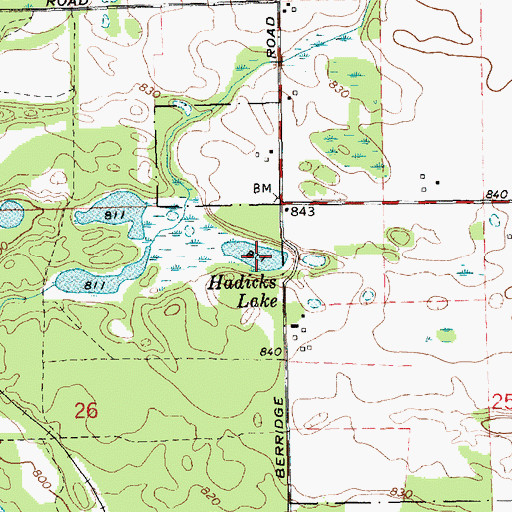 Topographic Map of Hadicks Lake, MI