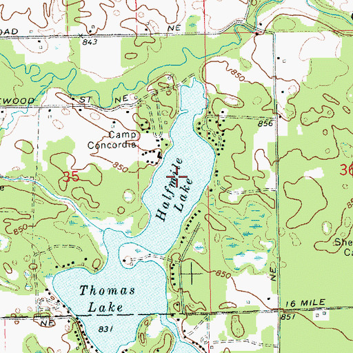 Topographic Map of Halfmile Lake, MI