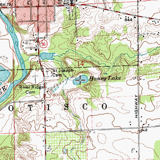 Topographic Map of Haney Lake, MI