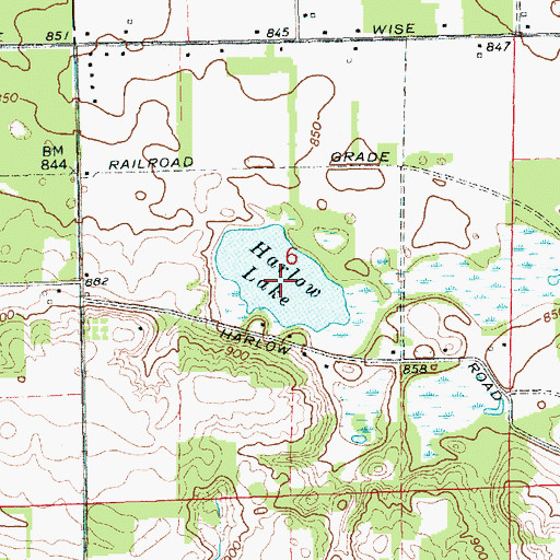 Topographic Map of Harlow Lake, MI
