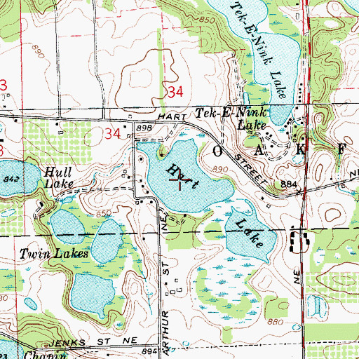 Topographic Map of Hart Lake, MI