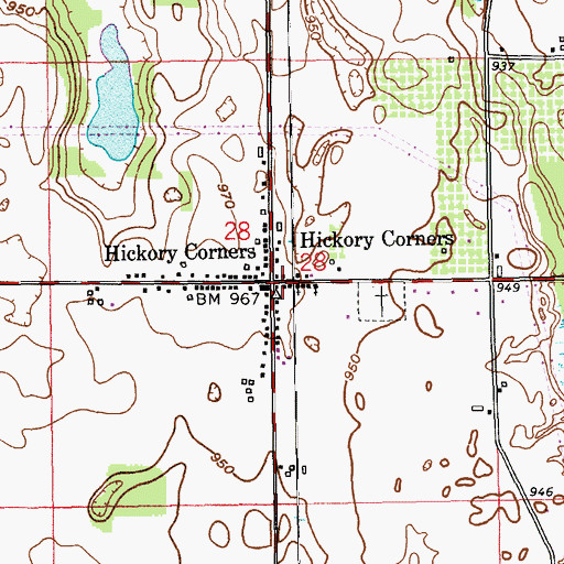 Topographic Map of Hickory Corners, MI