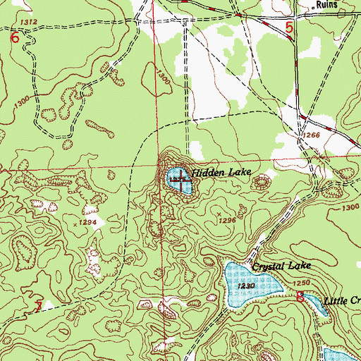 Topographic Map of Hidden Lake, MI
