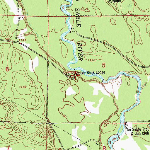 Topographic Map of High Bank Lodge, MI