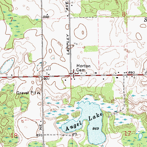 Topographic Map of Horton Cemetery, MI