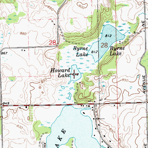 Topographic Map of Howard Lake, MI