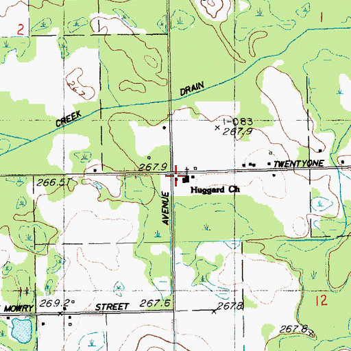 Topographic Map of Huggard School, MI