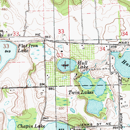 Topographic Map of Hull Lake, MI