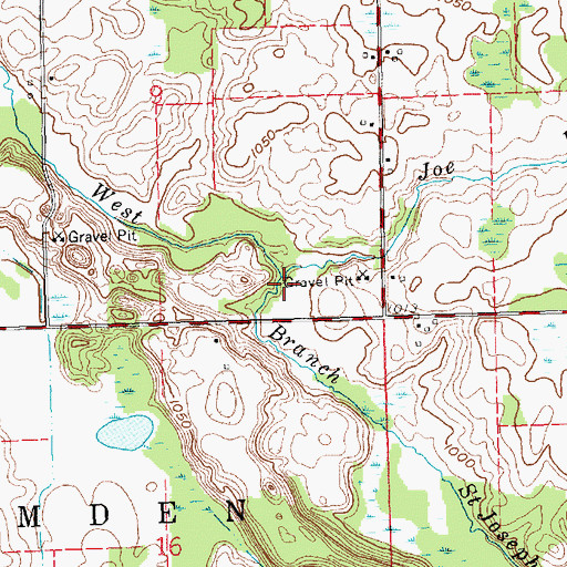 Topographic Map of Joe Drain, MI